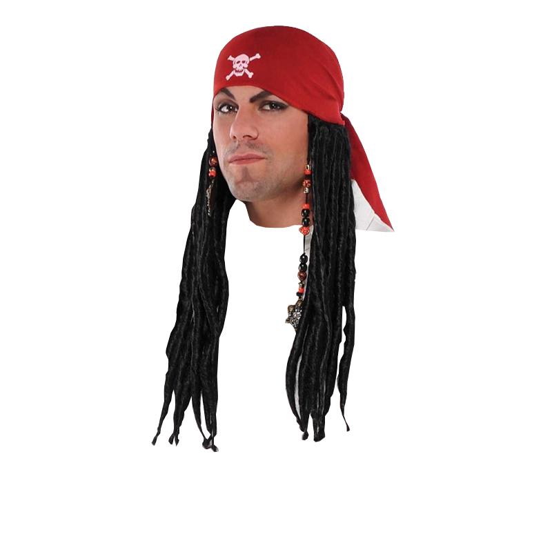 Wig Pirate Bandana With Dreadlocks and Beads