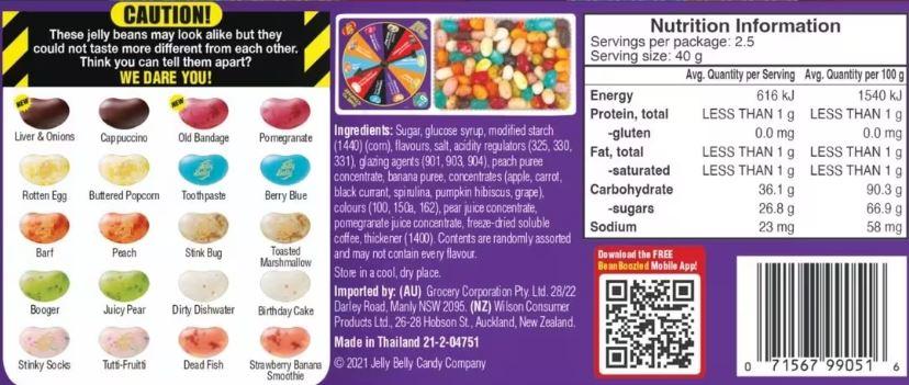 Confectionary Lollies Jelly Belly Beans Boozled 100g Challenge Game