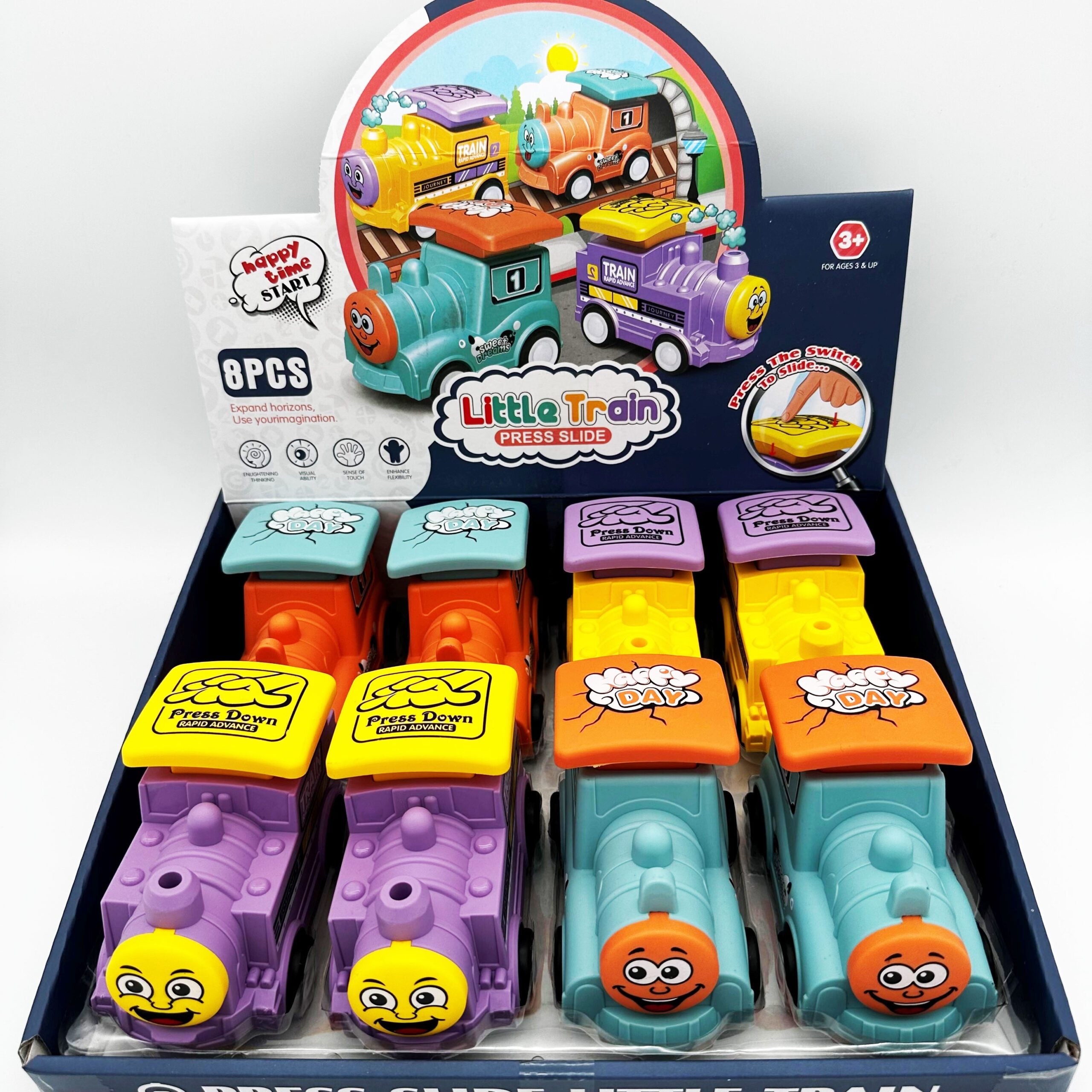 Toy Press and Slide Train 13cm Assorted Colours