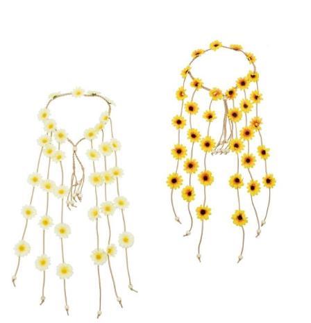 Deluxe Headband Daisy Flower Chain 1960s Hippie Assorted Colours
