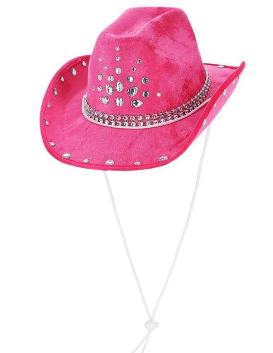 Hat Cowboy/Cowgirl Hot Pink With Rhinestones