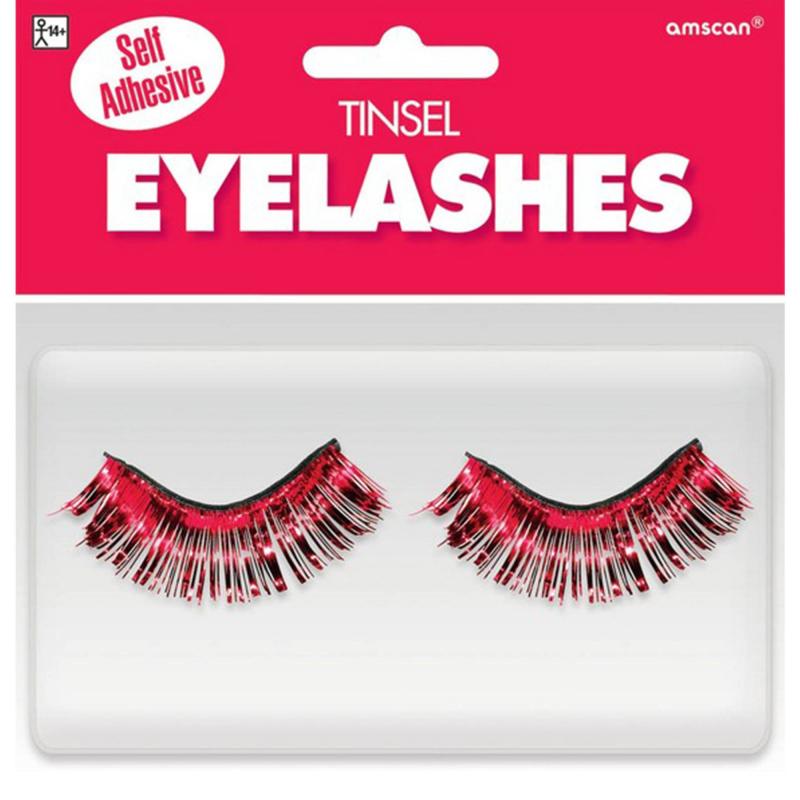 Eyelashes Tinsel Red False Self Adhesive