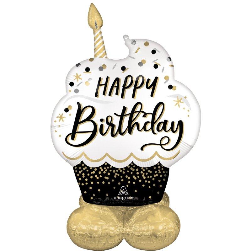 Balloon Foil Airloonz Happy Birthday Cupcake 132cm x 86cm Air Fill Only