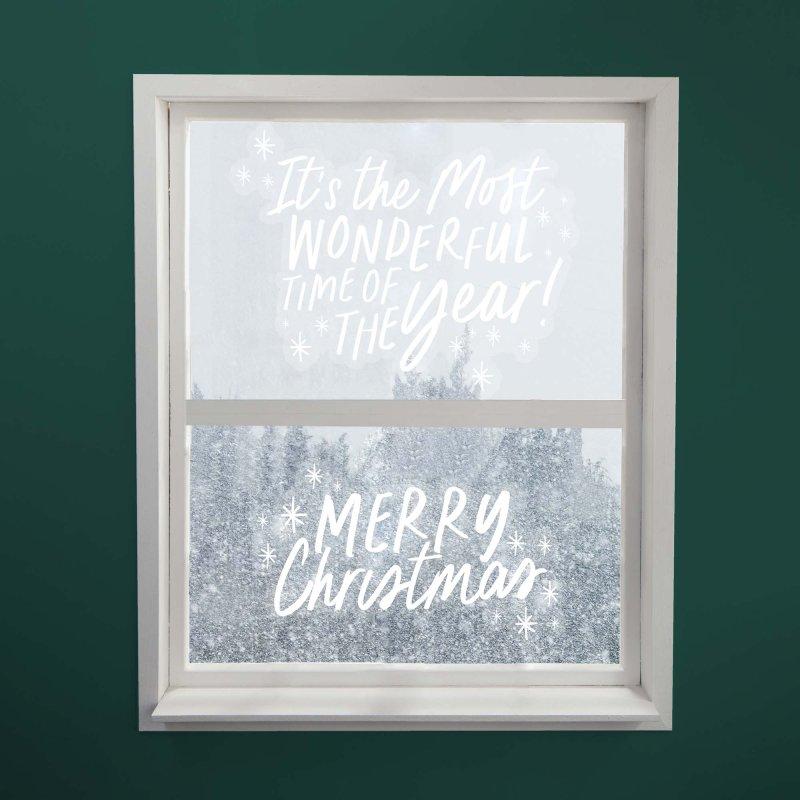 Window Clings Christmas Holly Jolly Decorations Pk/2 30cm x 24cm