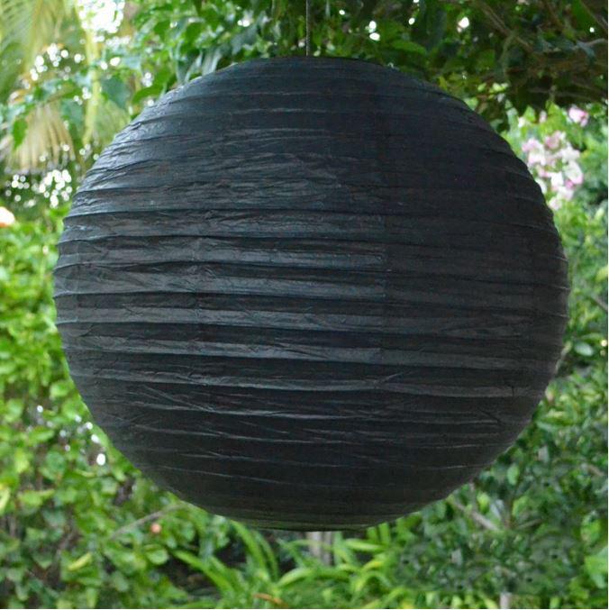 Lantern 35cm Black Round Paper - Discontinued Line Last Chance