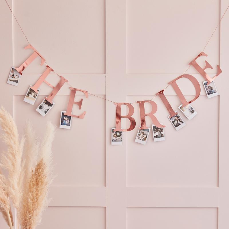 Banner/Bunting The Bride Rose Gold With Photo Pegs 1.5m Long