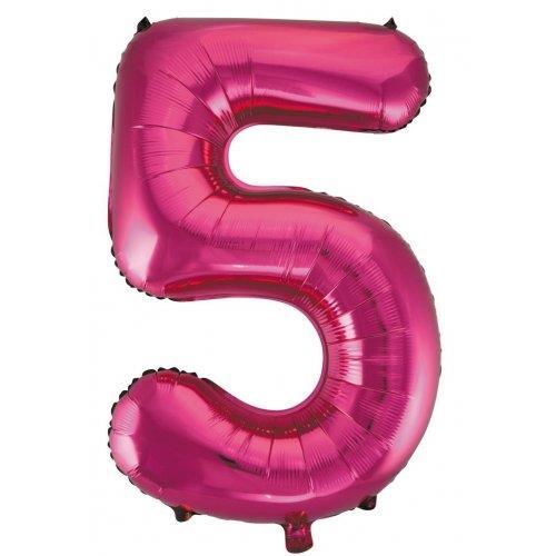 Balloon Foil Megaloon Number 5 Hot Pink 86cm
