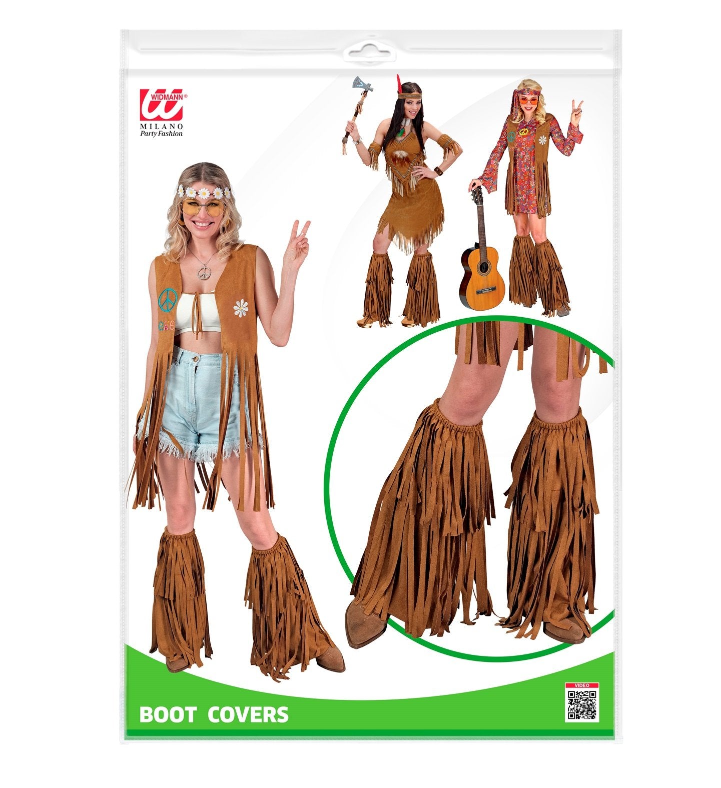 Boot/Shoecovers Hippie 1960s/Native American Indian Brown Fringed