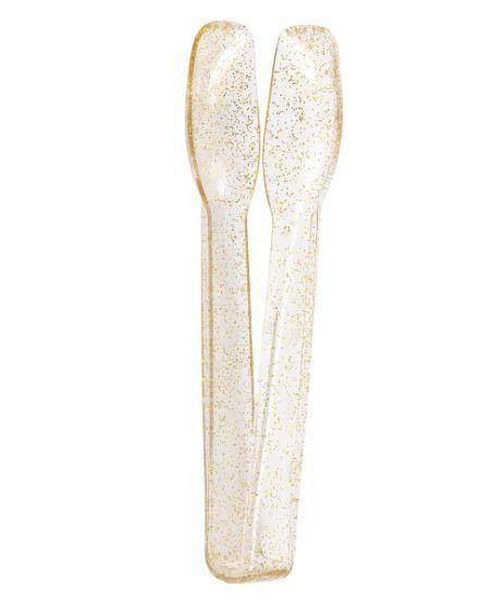 Catering Tongs Plastic Tongs Gold Glitter Pk/4 Reusable