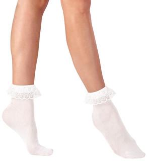 Socks Ankle White Lace With Ruffle Bobby1950s