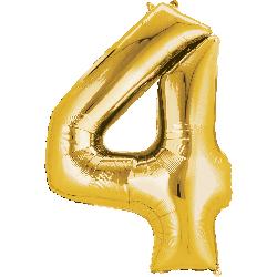 Balloon Foil Megaloon Num 4 Gold 86cm-Discontinued Line: Last Chance Buy