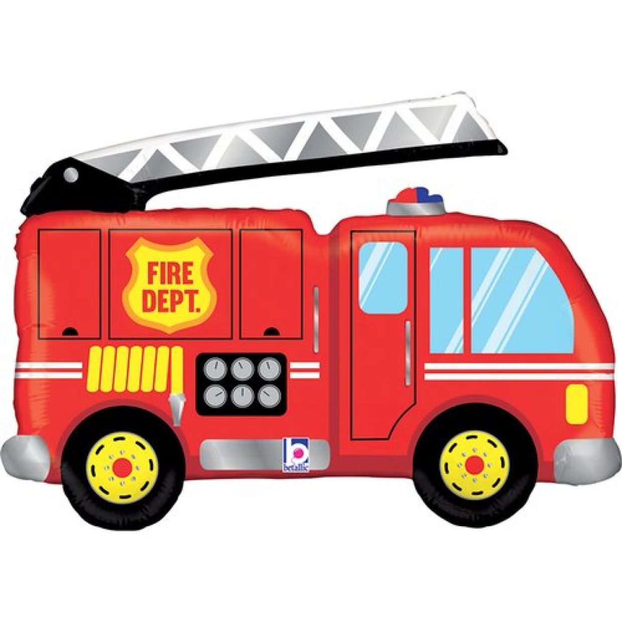 Balloon Foil Shape Firetruck & Ladder 81cm