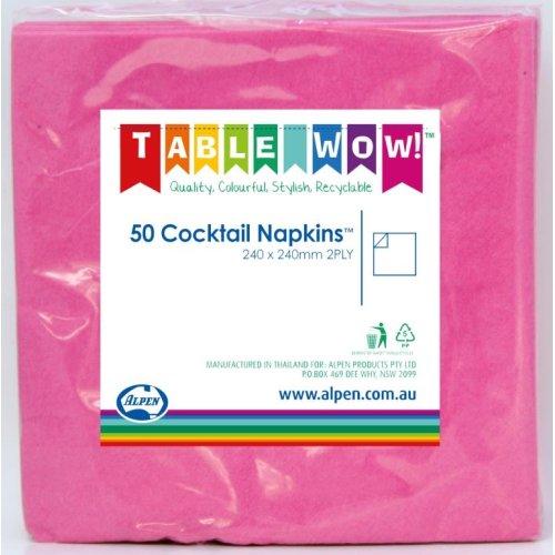 Napkins Beverage/Cocktail Bright Pink Magenta 2ply Pk/50