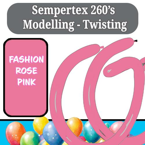 Balloon Modelling 260 Fashion Rose Pink Sempertex Pk 50