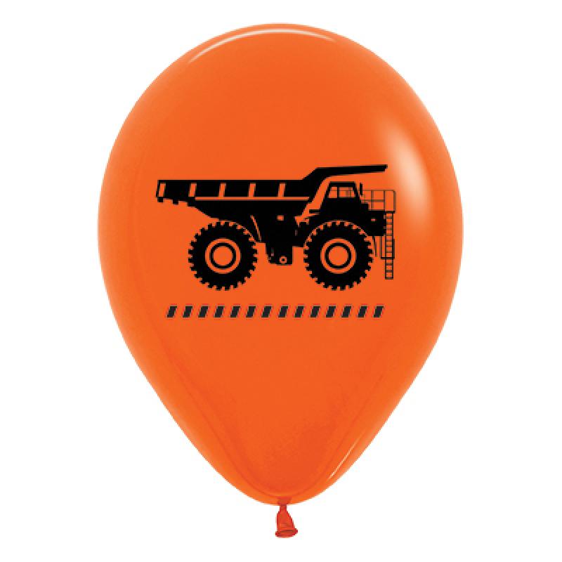Balloons 28cm Construction Haul Truck Orange Pk 25