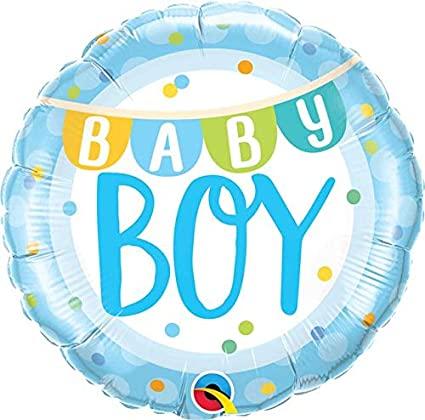 Balloon Foil 45cm Boy Banner And Dots