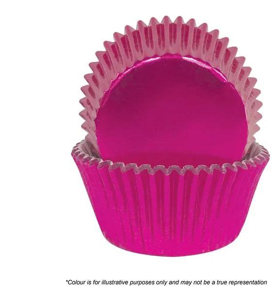 Baking Cupcake Cases Hot Pink Foil Glossy Pk/72