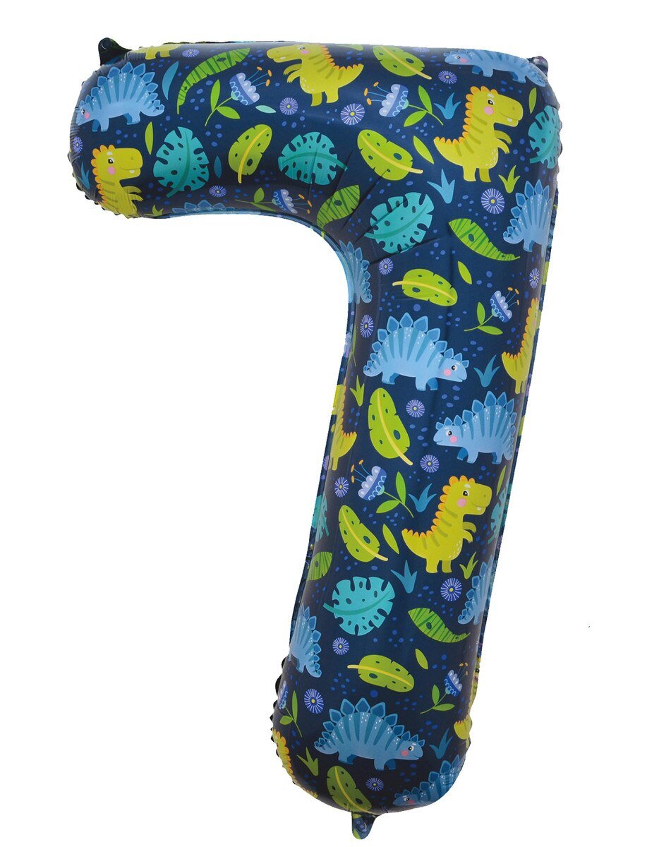 Balloon Foil Megaloon Number 7 Dinosaur 86cm