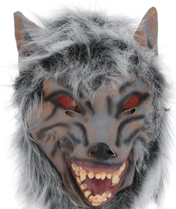 Mask Animal Wolf Grey/Silver Scary Latex Deluxe
