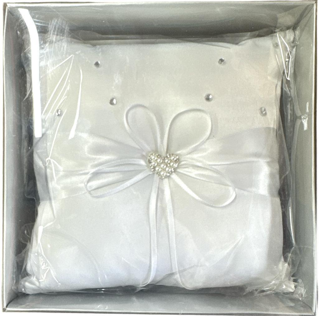 Wedding Ring Pillow Cushion White With Diamantes Deluxe