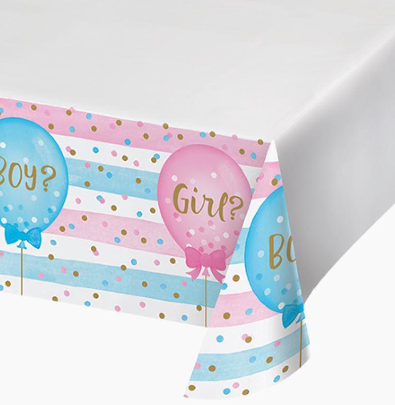 Gender Reveal Tablecover Plastic Baby Boy Or Girl 259cm x 137cm