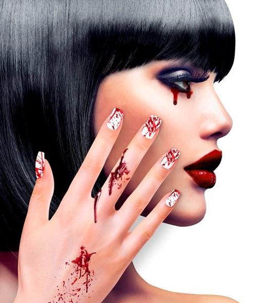 Nails Fake Bloody Self Adhesive Pk/12 Costume Accessory