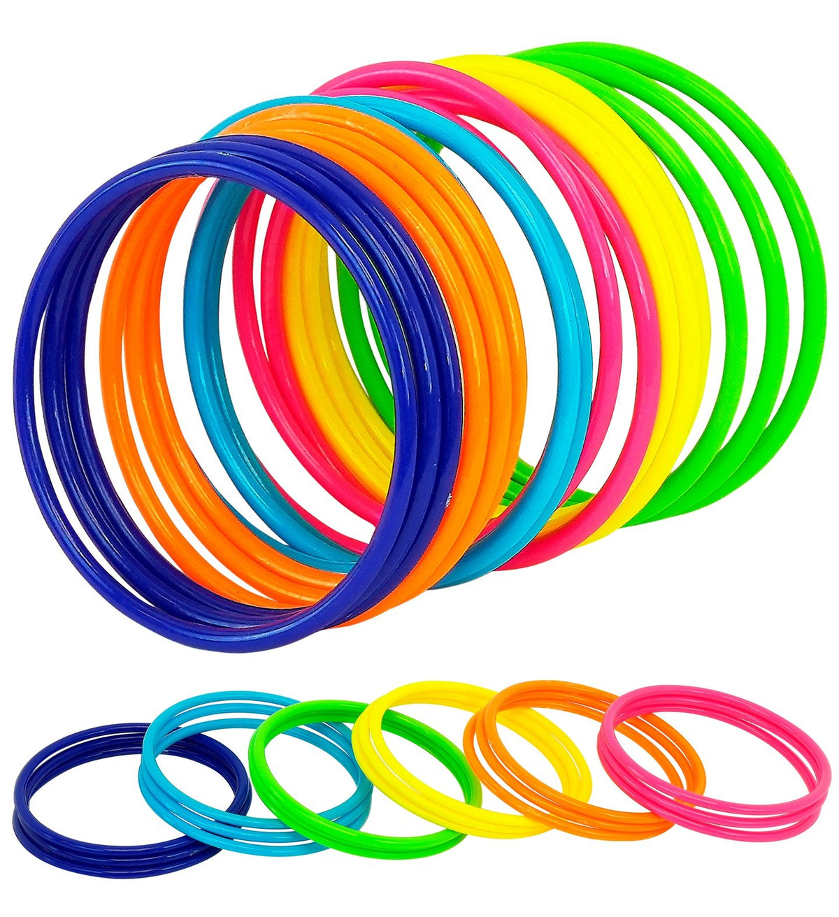 Bracelets 1980s Neon Multi Coloured Pk/18