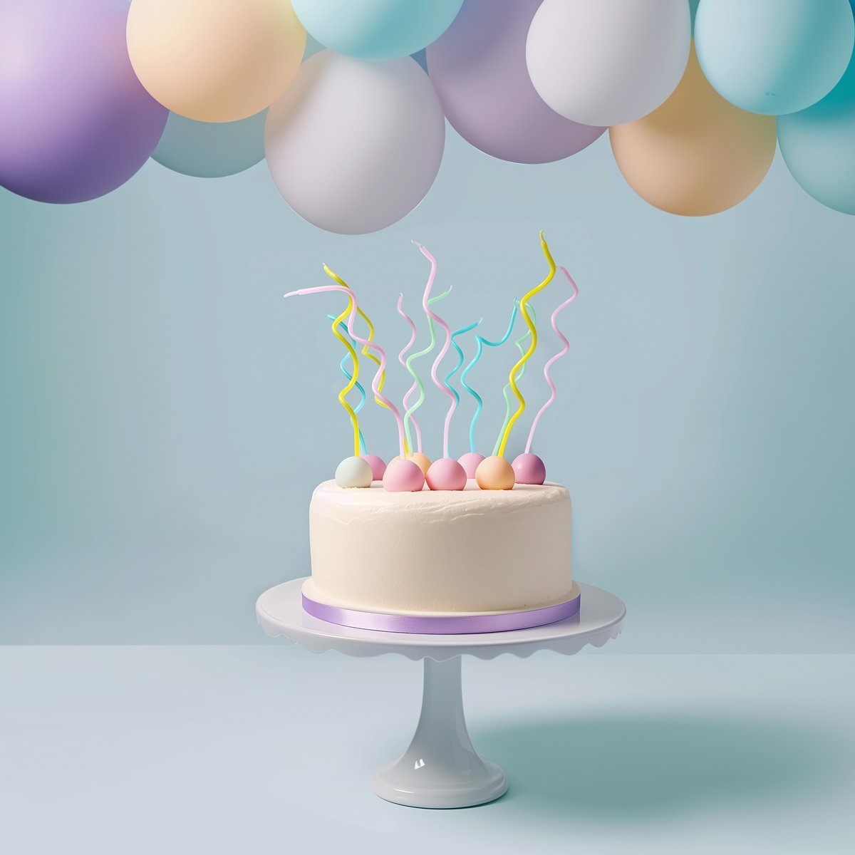 Cake Candles Swirly Pastel Rainbow 13cm Pk/16