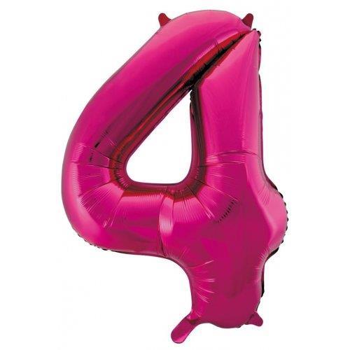 Balloon Foil Megaloon Number 4 Hot Pink 86cm