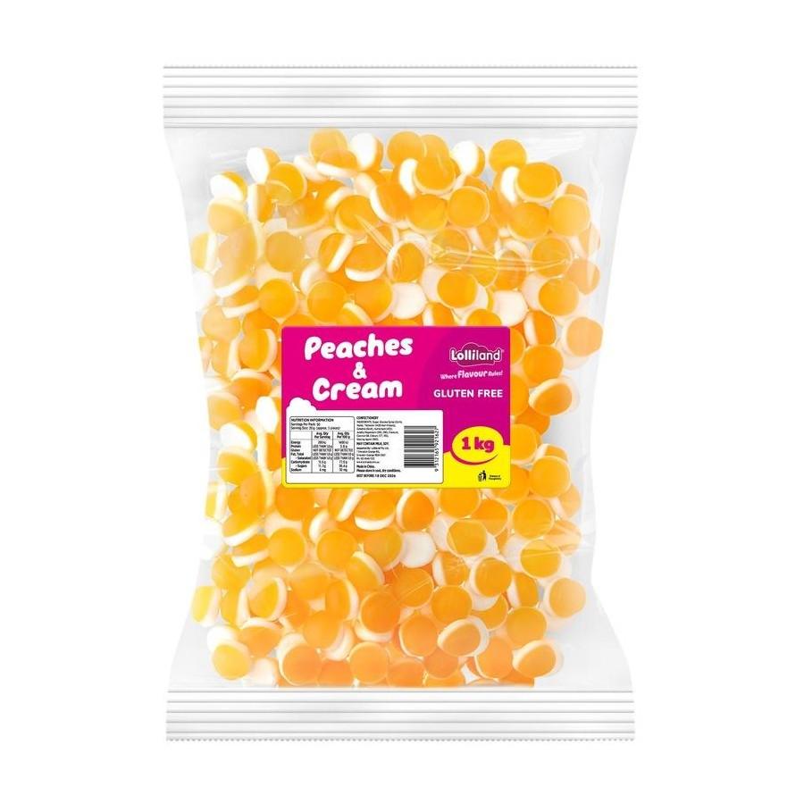 Confectionary Lollies Peaches & Cream Lolliland 1kg Bulk Party Pack