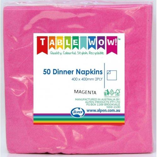 Napkins Dinner 2ply Hot Pink Fuchsia Pk/50
