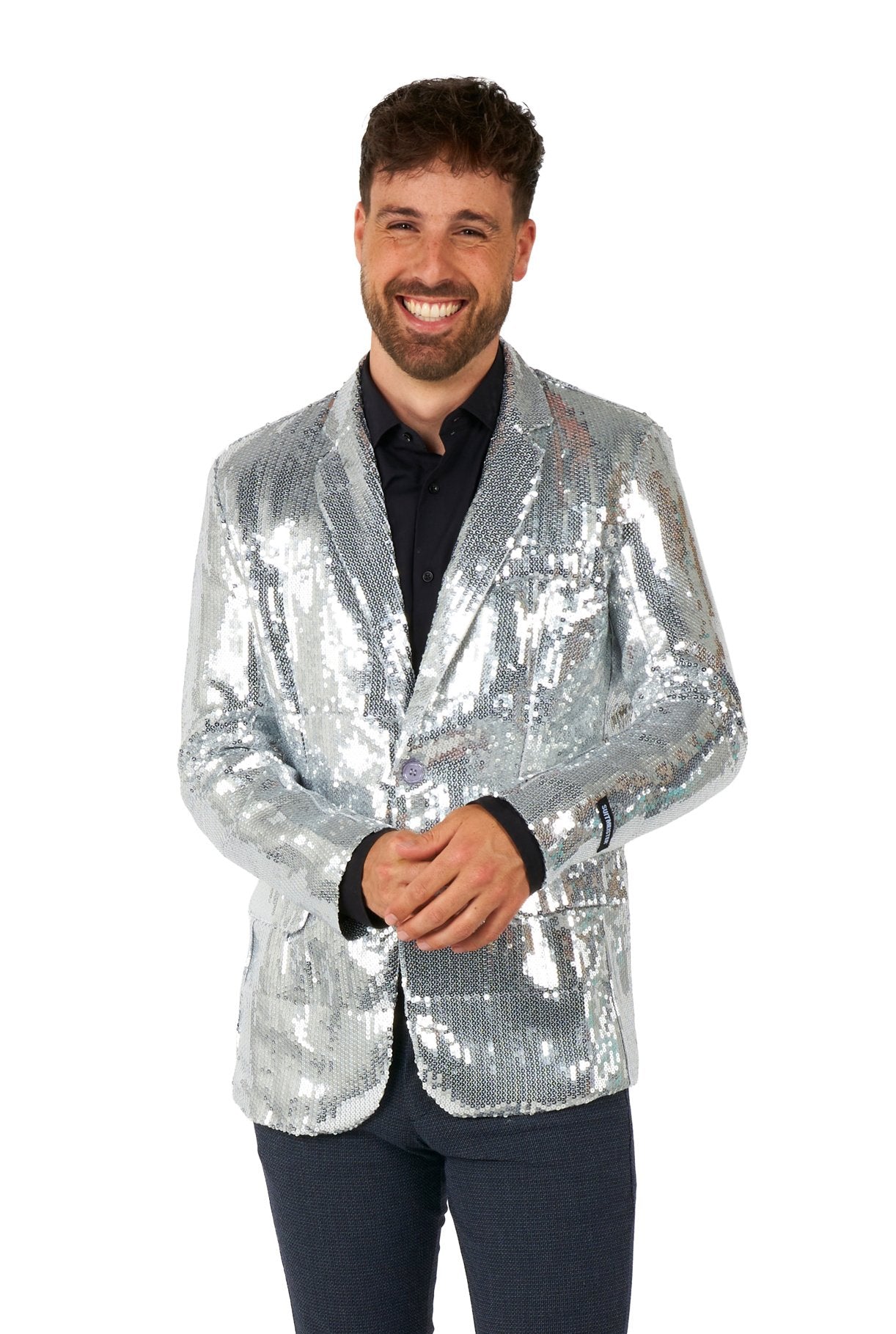 Costume Adult Suitmeister Blazer Silver Sequins