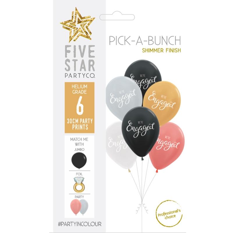 Balloon Pick-A-Bunch We Are Engaged 30cm Asst Pk 6