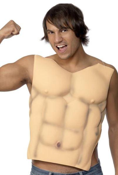 Fake Mens Muscle Chest & Abs Six Pack (No Hair) Novelty Prop