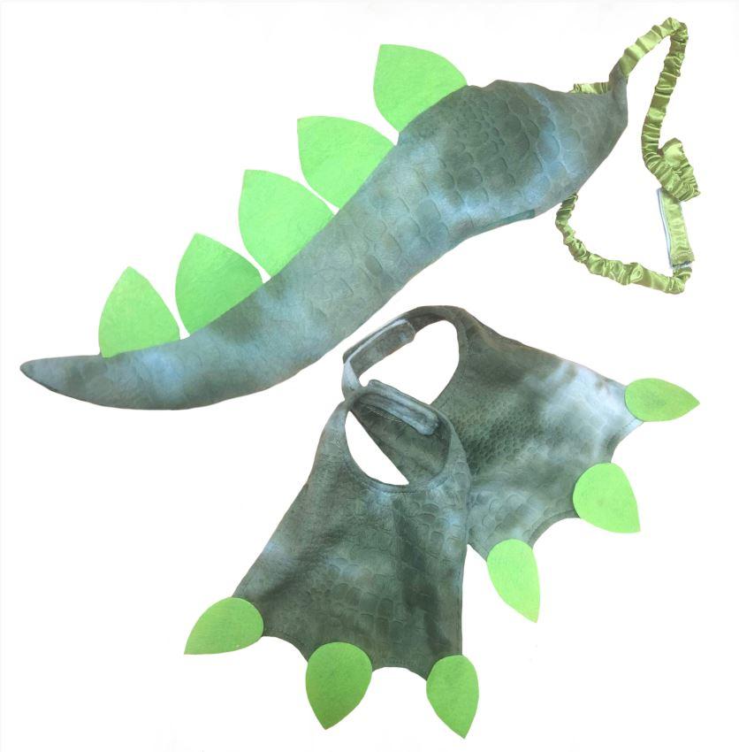 Animal Costume Set Deluxe Dinosaur Jurassic Plush Green Feet & Tail