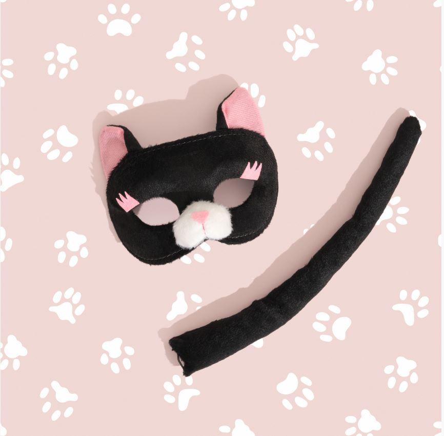 Animal Costume Mask Set Deluxe Cat Black/White
