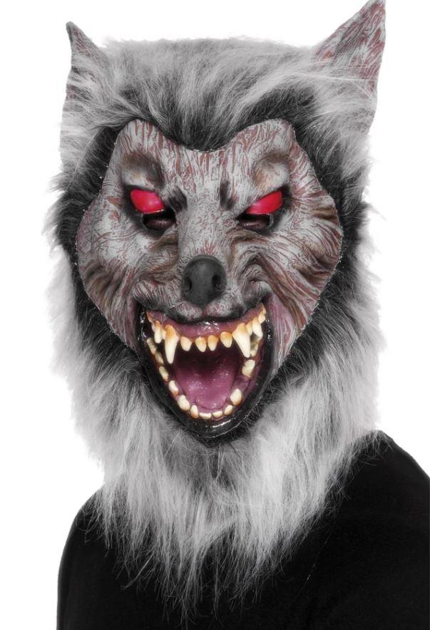 Mask Animal Wolf Grey/Silver Scary Latex Deluxe