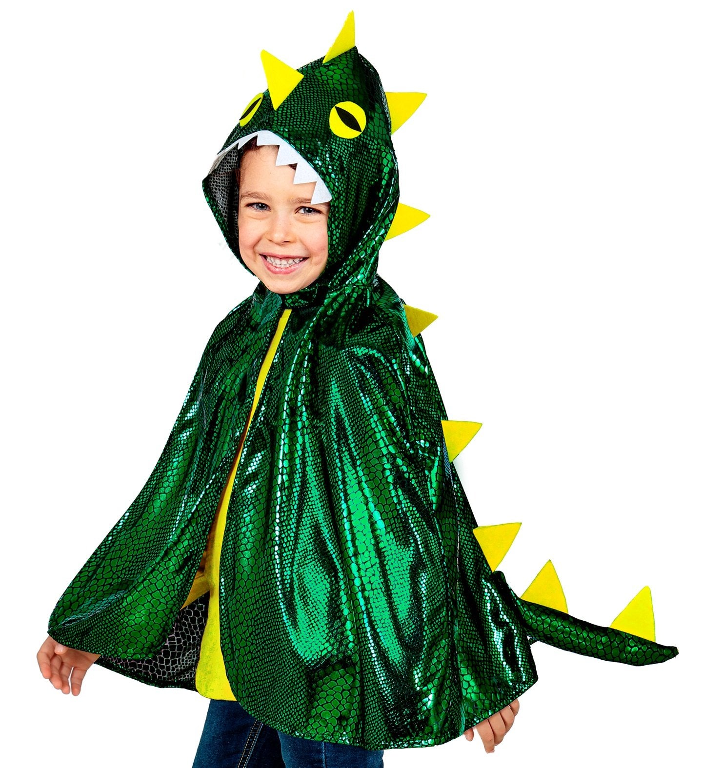 Costume Child Hooded Cape Dragon Green With Tail 3-5 Years