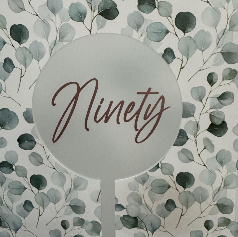 Topper Round Ninety Frosted - Script Rose Gold