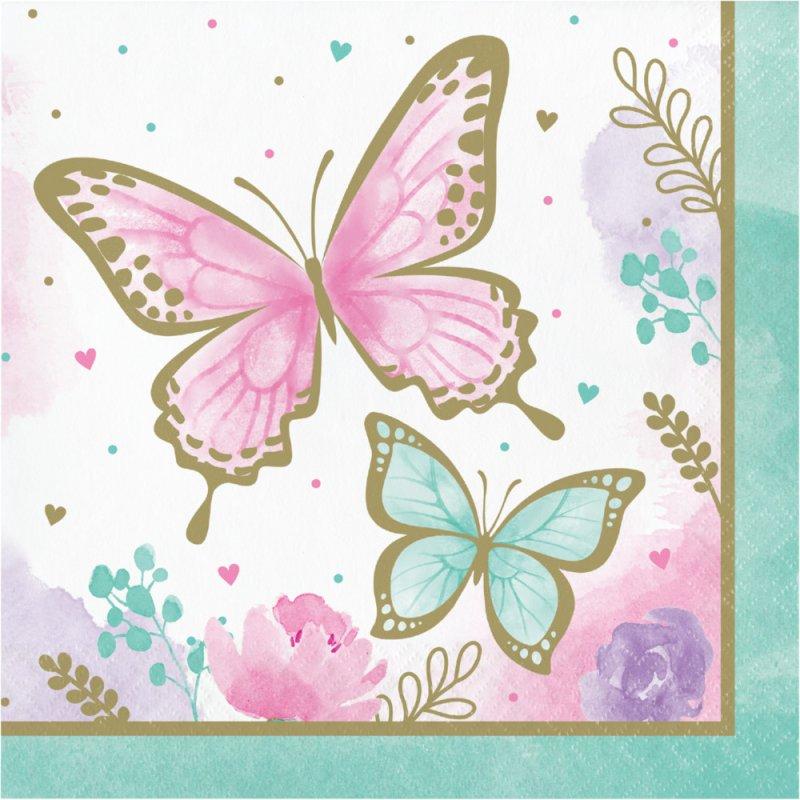 Butterfly Shimmer Napkins Luncheon Pk/16
