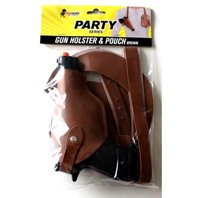 Gun With Holster Shoulder Nylon Brown Spy Gangster Police