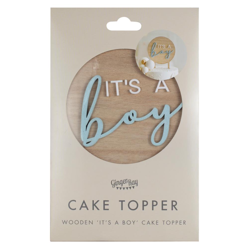 Cake Topper/Decoration Wooden Its A Boy Baby Shower Blue