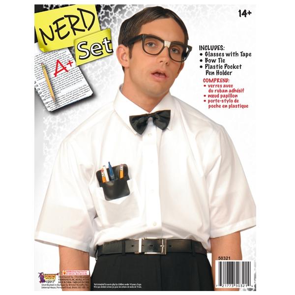 Costume Kit Nerd Set Glasses, Bow Tie, Pocket Pen Holder - Last Chance