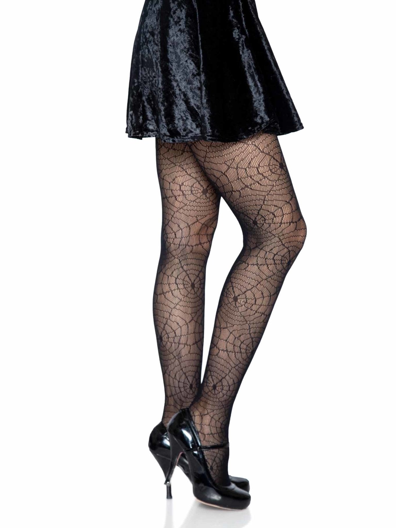 Pantyhose/Tights/Stockings Black Spider Web Lace Print Full Length Hosiery