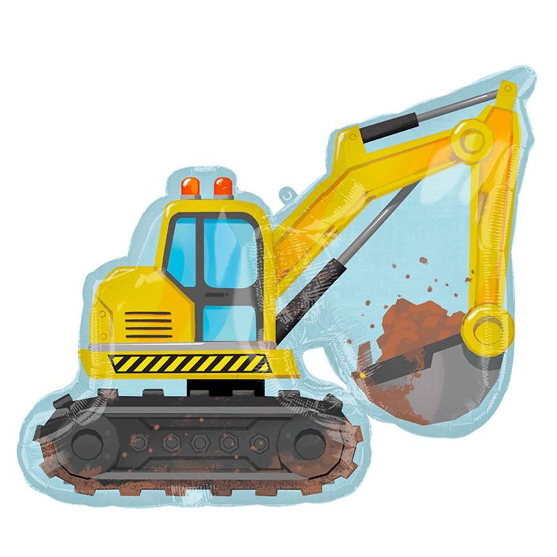 Balloon Foil Shape Construction Excavator Digging 71cm x 66cm