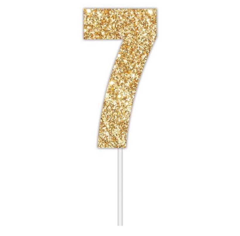Cake Topper Budget Number 7 Glitter Gold
