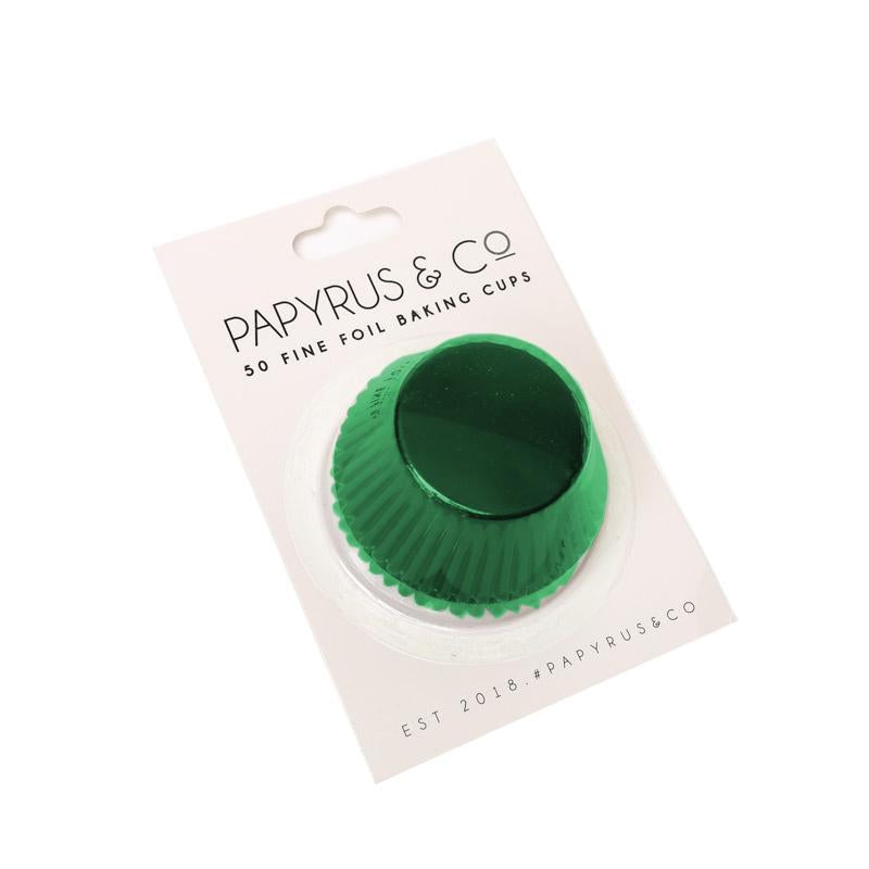 Cupcake Baking Cups Green Foil Pk 50- 2 Sizes