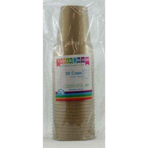Cups Gold Plastic 285ml Pk 20