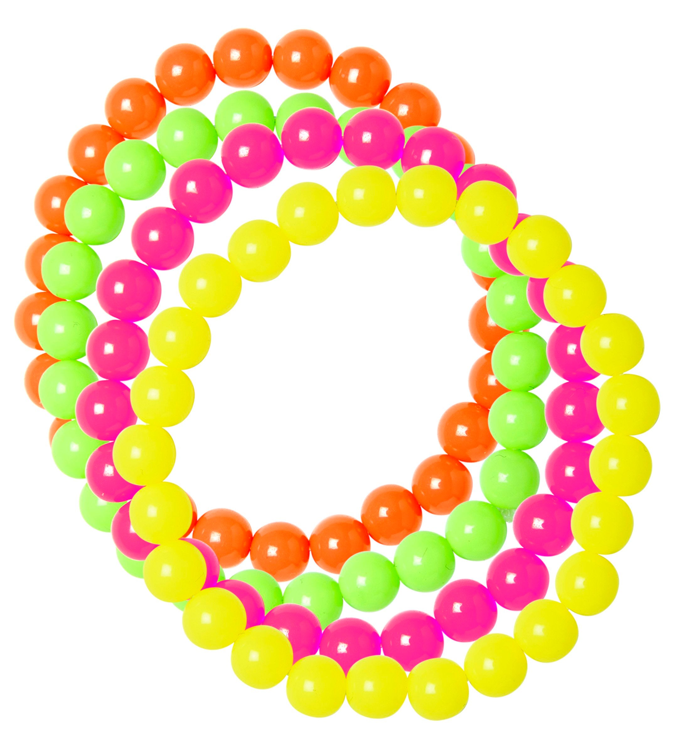 Beaded Bracelets 1980s Neon Colours Pk/4