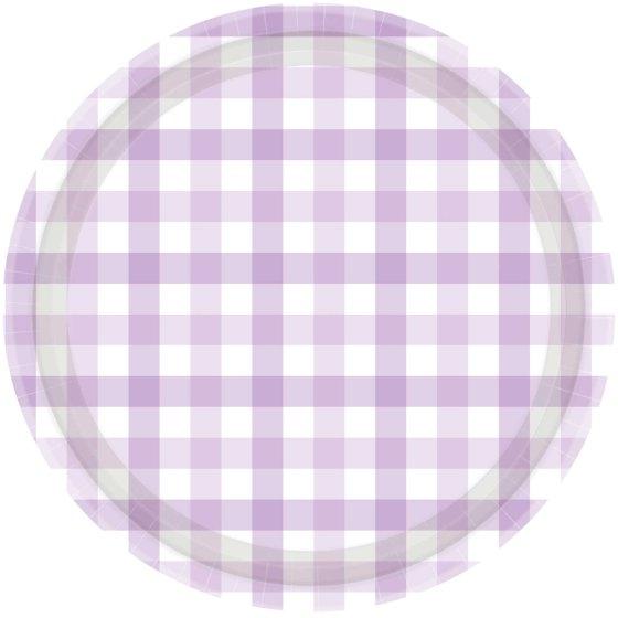 Paper Plates Gingham Check 17cm Pastel Purple Pk 8